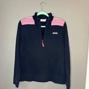 Vineyard vines women quarter zip sweatshirt medium whales navy and pink